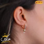 گوشواره حلقه ای پاپیون نگین آویز |xp124/3
