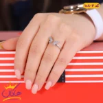 انگشتر زنانه بال پروانه نگین دار نقره ای | STL 108/2