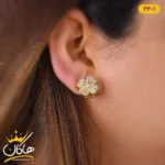 گوشواره گل چرخشی طلایی | STL 24/1