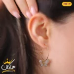 گوشواره ژوپینگ حلقه آویز پروانه نگینی | xp 196/3