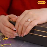 انگشتر دو لاین نگین دار و گل صدفی | xp 854/5