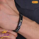 دستبند استیل رولکس مشکی پلاک کنگره دار |  ROLEX sp 12/21