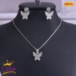 نیم ست نقره پروانه تمام نگین | AR 340
