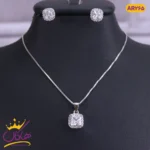 نیم ست نقره نگین مربعی | AR 265