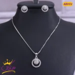نیم ست نقره دایره فول نگین | AR 267