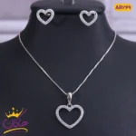 نیم ست نقره قلب تو خالی | AR 249