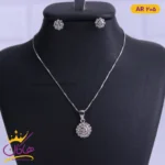 نیم ست نقره زنانه طرح گل تمام نگین | کد AR 205