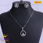 نیم ست نقره زنانه مدل شش ضلعی نگین دار | کد AR 302