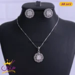 نیم ست نقره زنانه مدل دایره تمام نگین | کد AR 587