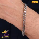 دستبند کارتیر مردانه استنلس استیل نقره ای | stainless steel sp 40/1