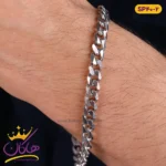 دستبند استنلس استیل نقره ای | stainless steel sp 40/2
