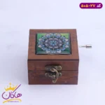 موزیک باکس چوبی طرح گل سفید و آبی | 505/27