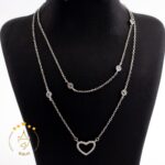 گردنبند نقره 2 لاین طرح قلب | H 443