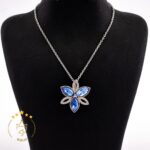 گردنبند نقره مدل گل سواروسکی آبی | H 598