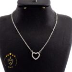 گردنبند نقره طرح قلب دور نگین | HG 225