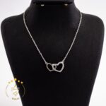 گردنبند نقره طرح ۲ قلب عاشقانه نگین دار | HG 254 