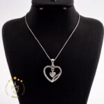 گردنبند نقره طرح قلب در قلب نگین دار | HG 264 