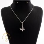 گردنبند نقره طرح پروانه نگین دار | HG 291