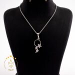 گردنبند نقره طرح حلقه و ستاره نگین دار | HG 303 