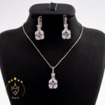 نیم ست نقره طرح نگین مربع | HS 866 