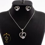 نیم ست نقره طرح قلب تک نگین | HS 277