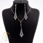 نیم ست نقره طرح هندسی نگین دار | H 585 