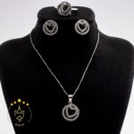 نیم ست با انگشتر نقره طرح قلب و دایره | H 645 