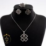 نیم ست نقره با انگشتر طرح چهار قلب  | H 709 