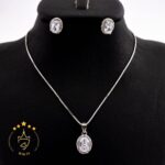 نیم ست نقره طرح نگین بیضی | HG 255 