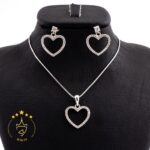 نیم ست نقره طرح قلب دور نگین | HG 356 