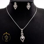 نیم ست نقره طرح اشک نگین دار | HS 262