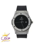 ساعت هابلوت مردانه بند رابر قاب نقره ای تک موتوره 136