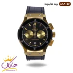 ساعت هابلوت زنانه کرنوگراف بند چرم مشکی اندکس طلایی 888/56