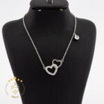 گردنبند نقره طرح دو قلب عاشقانه | H 450