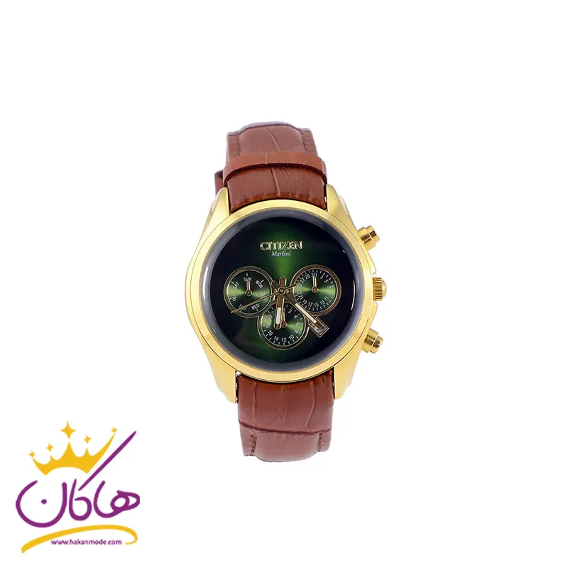 ساعت سیتیزن مردانه بند چرمی قهوه ای صفحه سبز ساعت سیتیزن مردانه بند چرمی قهوه ای صفحه سبز | کد 21111 - Image 1