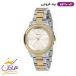 ساعت مچی زنانه فروچی نقره ای طلایی صفحه سفید 11390M.04