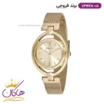 ساعت مچی زنانه فروچی طلایی بند حصیری 13628H.01