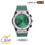 ساعت هابلوت مردانه کرنوگراف قاب نقره ای صفحه سبز 888/79
