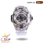 ساعت هابلوت فضایی مردانه بند رابر سفید قاب نگین دار 150/1