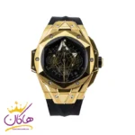 ساعت هابلوت فضایی مردانه بند رابر کرنوگراف قاب طلایی G150