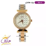 ساعت هامان فلزی زنانه نقره ای رزگلد نگین دار 1101/1 L