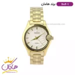 ساعت هامان زنانه فلزی تمام طلایی صفحه سفید 1106/1 L