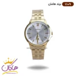 ساعت مچی مردانه هامان طلایی صفحه سفید کد 1109 G