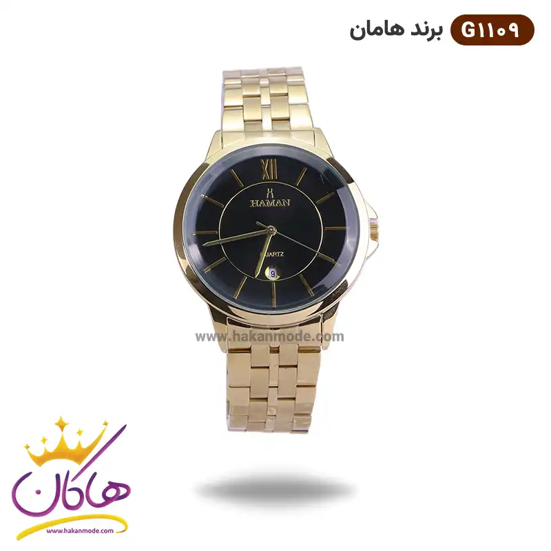 ساعت مچی مردانه هامان طلایی صفحه مشکی کد 1109 G ساعت مچی مردانه هامان طلایی صفحه مشکی کد 1109 G - Image 1