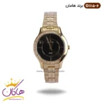 ساعت زنانه هامان طلایی صفحه مشکی کد L 1115/6