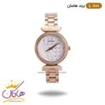 ساعت مچی زنانه هامان رزگلد قاب نگین کد 1101/4