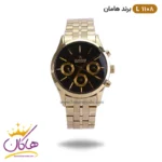 ساعت مچی زنانه هامان تمام طلایی صفحه مشکی کد Haman L 1108