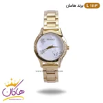 ساعت مچی زنانه هامان طلایی قاب نگین دار کد Haman L 1113
