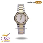 ساعت مچی زنانه هامان طلایی نقره ای قاب نگین کد Haman L 1126