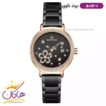 ساعت زنانه نیوی فورس مشکی قاب رزگلد صفحه گل دار 5016/1